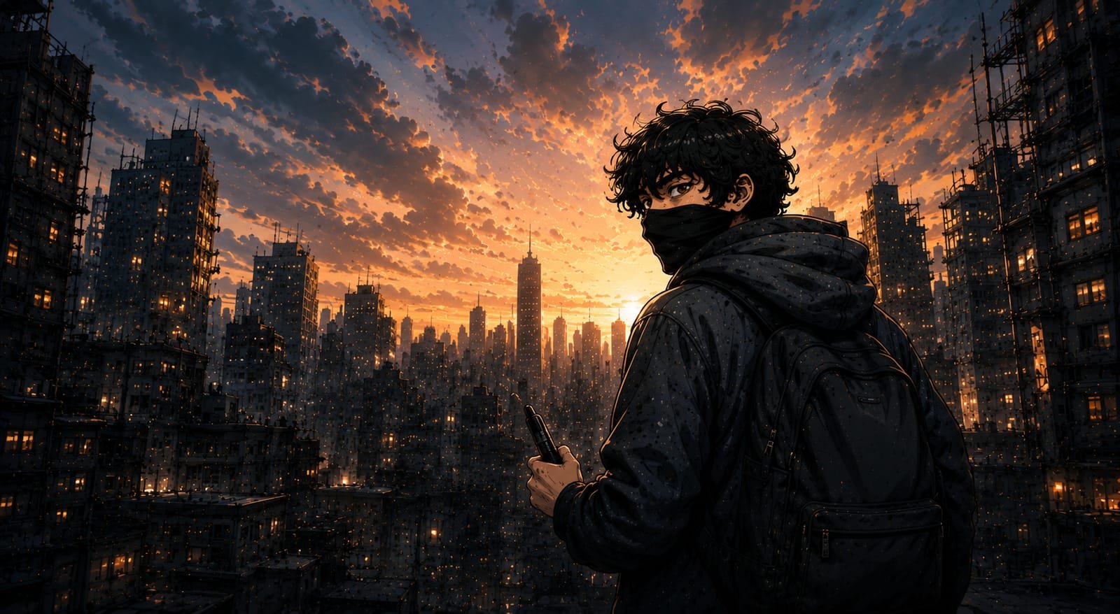 Spidolman menatap kota saat senja